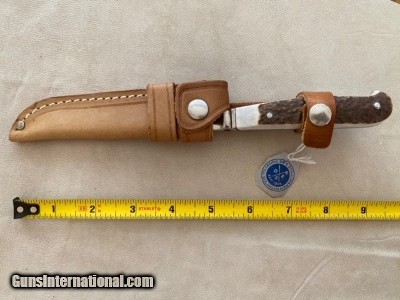 HUBERTUS HUNTING KNIFE, STAG HANDLE WITH BEER OPENER, MADE IN GERMANY, NEW