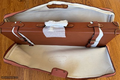 LEATHER GUN CASE WITH COVER FOR PARKER A1 REPRODUCTION 2 BARREL SET. NEW.