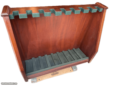 GUN RACK, HAND MADE, TRUE HEAVY MAHOGANY, IN GREAT CONDITION.