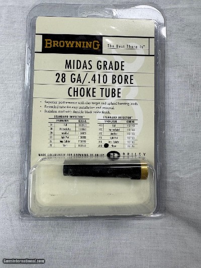 BROWNING MIDAS GRADE 28GA/410 BORE EXTENDED CHOKE TUBE, 410 SKEET, NEW