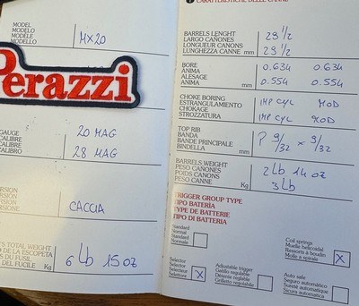 PERAZZI MX20 COMBO 20GA/28GA 29 1/2 