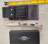 MOKI FOLDING KNIFE, VINTAGE, EXOTIC STONE WITH ABALONE OVAL INLAY, NEW IN THE BOX - Image 3 of 4
