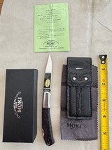 MOKI FOLDING KNIFE,VINTAGE, MIDNIGHT STONE WITH ABALONE INLAY, NEW IN THE BOX - Image 2 of 3