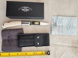 MOKI FOLDING KNIFE, IVORY MICARTA, LEAF ABALONE INLAY, NEW IN THE BOX - Image 2 of 3