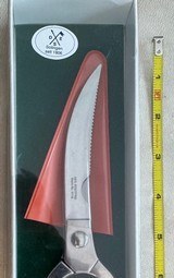 POULTRY SHEARS WITH EUROPEAN RED STAG HANDLES, MADE BY SOLINGEN GERMANY, NEW. - Image 1 of 3