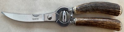POULTRY SHEARS WITH EUROPEAN RED STAG HANDLES, MADE BY SOLINGEN GERMANY, NEW. - Image 2 of 3