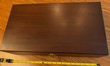 PRESENTATION HANDGUN CASE, MAHOGANY, MADE FOR COLT HERITAGE REVOLVER, GREEN VELVET INTERIOR, MINT CONDIITON.