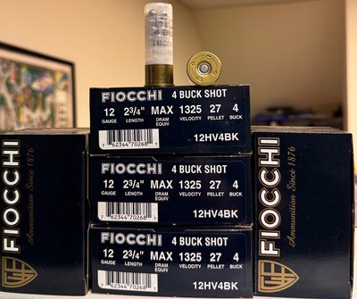 FIOCCHI 12GA 4 BUCK SHOT 12GA 2 3/4