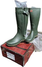 LE CHAMEAU CHASPRES LEATHER LINED BOOT, FULL LENGTH WATERPROOF ZIP, DARK GREEN, NEW - Image 1 of 4