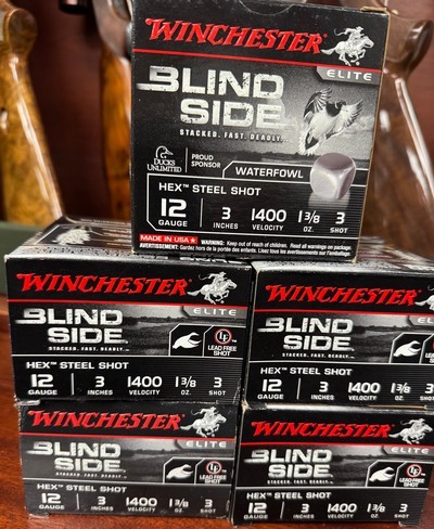 WINCHESTER AMMO BLIND SIDE WATERFOWL 12GA3" #3 SHOT 1 3/8OZ , 5 BOXES (125 SHELLS) - Image 1 of 1