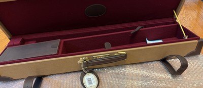 SHOTGUN CASE, CANVAS WITH LEATHER ON WOOD FRAME, 32