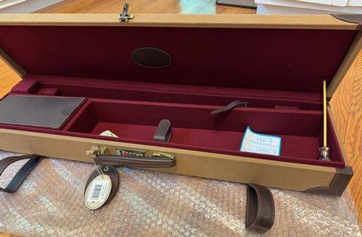 SHOTGUN CASE, CANVAS WITH LEATHER ON WOOD FRAME, 32