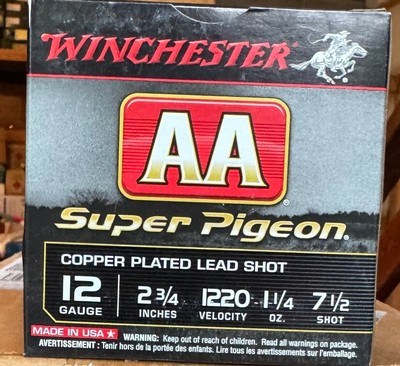 WINCHESTER AMMO SUPER PIGEON 12GA #7 1/2, 1 1/4, 4 BOXES (100 SHELLS) - Image 1 of 1