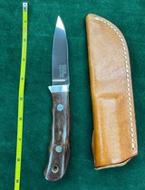 CUSTOM KNIFE FOR FIELD AND STREAM, CANVAS MICARTA,NHAND MADE LEATHER SHEATH - Image 1 of 2