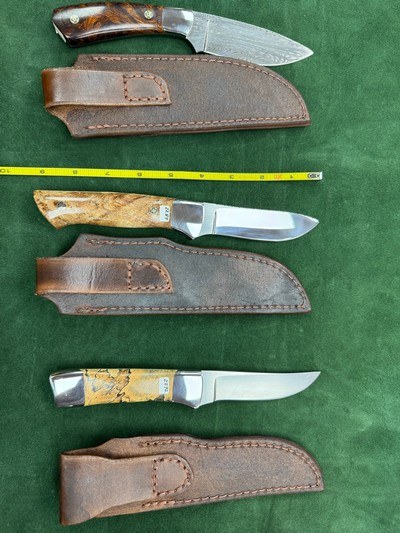 COLLECTION OF 3 DON LOZIER CUSTOM KNIVES, EXOTIC WOOD, HAND MADE SHEATHS, SOLD INDIVIDUALLY, NEW - Image 2 of 2