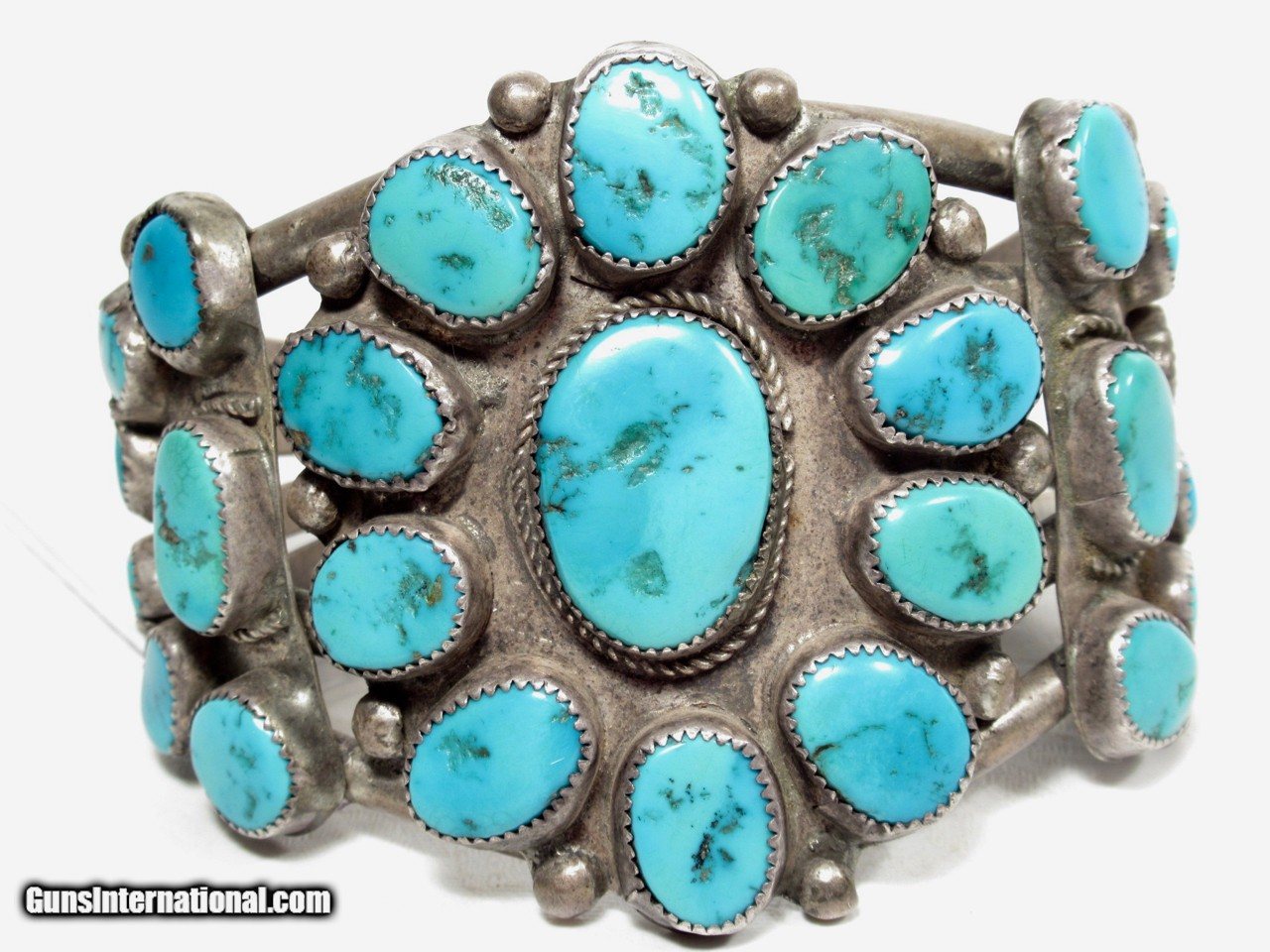 Old Pawn Ignot Silver Cerillows Turquoise Bracelet — Abejas Boutique