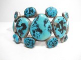 Navajo Old Pawn Vintage Turquoise and Silver Bracelet - 1 of 8