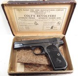 COLT MODEL 1908 HAMMERLESS POCKET PISTOL in ORIGINAL BOX with ALL PAPERS from COLLECTING TEXAS - .380 Cal. – SHIPPED to FITCH’S HOME for the SOLIDERS - 1 of 22
