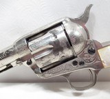 FACTORY ENGRAVED COLT SAA 45 from COLLECTING TEXAS – REFINISHED NICKEL PLATED with CARVED STEER-HEAD PEARL GRIPS & FIRE BLUE SCREWS - 7 of 20
