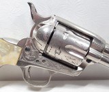 FACTORY ENGRAVED COLT SAA 45 from COLLECTING TEXAS – REFINISHED NICKEL PLATED with CARVED STEER-HEAD PEARL GRIPS & FIRE BLUE SCREWS - 3 of 20