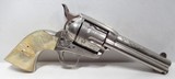 FACTORY ENGRAVED COLT SAA 45 from COLLECTING TEXAS – REFINISHED NICKEL PLATED with CARVED STEER-HEAD PEARL GRIPS & FIRE BLUE SCREWS - 1 of 20