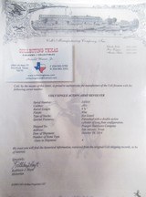 RARE San Antonio, Texas SHIPPED COLT SINGLE ACTION ARMY LONG FLUTE VARIATION from COLLECTING TEXAS – CSA 45 with 4 3/4” BARREL and BLUE & CASE FINISH - 20 of 20