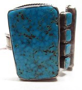 MUSEUM WORTHY HUGE NAVAJO OLD PAWN BRACELET from COLLECTING TEXAS – SUPERIOR QUALITY NAVAJO BRACELET with 3 LARGE STONES and 8 SMALL STONES - 4 of 6