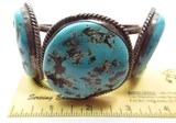 NAVAJO OLD PAWN BRACELET from COLLECTING TEXAS – 3 LARGE STONES & SILVER - 6 of 6