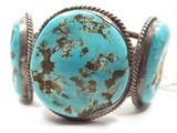 NAVAJO OLD PAWN BRACELET from COLLECTING TEXAS – 3 LARGE STONES & SILVER - 1 of 6