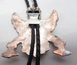 ZUNI BOLA TIE KNIFE WING – 1/2 MAN and 1/2 EAGLE from COLLECTING TEXAS – CORAL, TURQUOISE, JET, and PEARL, and SILVER - 4 of 6