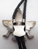 NICE ZUNI BOLA TIE – KNIFE WING – 1/2 MAN and 1/2 EAGLE from COLLECTING TEXAS – SIGNED “G & P VACIT” - 4 of 7