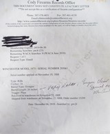 NICE SPECIAL ORDER MODEL 1873 WINCHESTER RIFLE SHIPPED 1888 from COLLECTING TEXAS – 38 W.C.F with EXTRA LONG 26” BARREL - 22 of 22