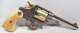 FANTASTIC ENGRAVED and HISTORIC COLT NEW SERVICE 44 RUSSIAN & SPECIAL REVOLVER from COLLECTING TEXAS – NICKEL and GOLD FINISH - 7 of 22
