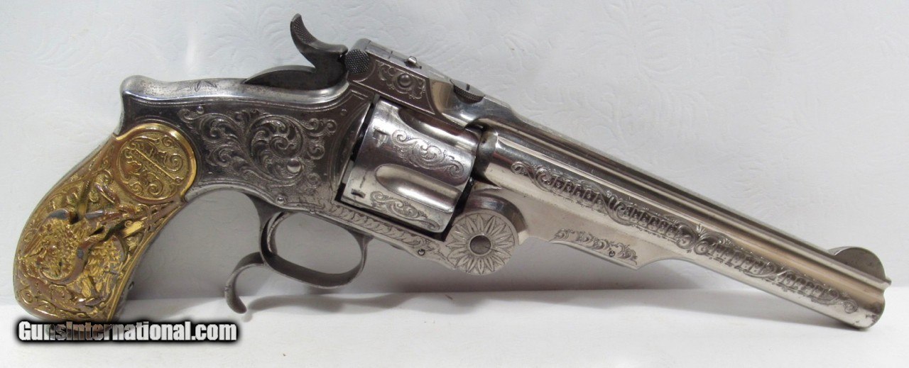OUTSTANDING MODEL 3 S&W RUSSIAN 44 CAL. NIMSCHKE ENGRAVED