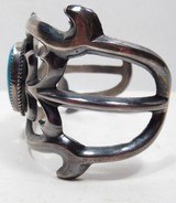 SANDCAST BRACELT – STERLING & TURQUOISE – NAVAJO from COLLECTING TEXAS – MADE by HARRISON BITSUE - 2 of 6