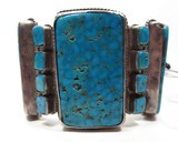 MUSEUM WORTHY HUGE NAVAJO OLD PAWN BRACELET from COLLECTING TEXAS – SUPERIOR QUALITY NAVAJO BRACELET with 3 LARGE STONES and 8 SMALL STONES - 1 of 6