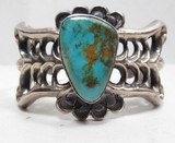 NAVAJO SILVER & TURQUOISE SANDCAST BRACELET from COLLECTING TEXAS – MARKED “WBM” and “NAVAJO” – MADE by WILBUR MANNING - 1 of 6