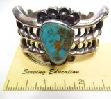 NAVAJO SILVER & TURQUOISE SANDCAST BRACELET from COLLECTING TEXAS – MARKED “WBM” and “NAVAJO” – MADE by WILBUR MANNING - 6 of 6