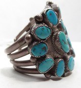HUGE ORIGINAL NAVAJO OLD PAWN BRACELET FROM NEW MEXICO from COLLECTING TEXAS – SILVER BRACELET with 25 TURQUOISE STONES - 4 of 6