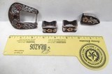 OUTSTANDING 4-PIECE RANGER BUCKLE SET by BEN THROWBRIDGE of SAN ANGELO, TEXAS from COLLECTING TEXAS – STERLING SILVER and 10K GOLD with 6 RUBIES - 2 of 15