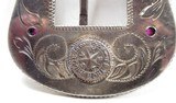 OUTSTANDING 4-PIECE RANGER BUCKLE SET by BEN THROWBRIDGE of SAN ANGELO, TEXAS from COLLECTING TEXAS – STERLING SILVER and 10K GOLD with 6 RUBIES - 6 of 15