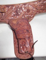 VERY NICE TOOLED 2-GUN BUSCADERO HOLSTER RIG from COLLECTING TEXAS - 6 of 9