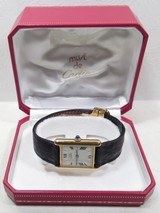 FINE CARTIER “TANK MUST” WATCH from COLLECTING TEXAS – ORIGINAL FACTORY BOX with ALL PAPERS - 1 of 9