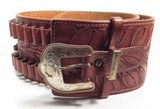 BEAUTIFUL CARTRIDGE BELT MADE by EL PASO SADDLERY from COLLECTING TEXAS – PLATED MONTANA SILVERSMITHS HARDWARE - 1 of 15