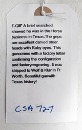FACTORY ENGRAVED TEXAS SHIPPED COLT S.A.A. REVOLVER from COLLECTING TEXAS – FACTORY LETTER – TEXAS HISTORY – with HOLSTER - 24 of 25