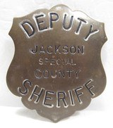 SPECIAL DEPUTY SHERIFF – JACKSON COUNTY SHIELD BADGE from COLLECTING TEXAS – from the GEORGE JACKSON COLLECTION - 1 of 5