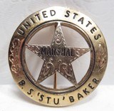 UNITED STATES MARSHALL – B.S. ‘STU’ BAKER CINCO PESO BADGE from COLLECTING TEXAS – GOLD PLATED - from the MIKE HESKETT COLLECTION