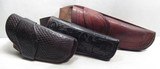 3 TEXAS MARKED HOLSTERS from COLLECTING TEXAS – FOR: COLT SINGLE ACTION ARMY REVOLVERS – UVALDE, ORANGE, LONGVIEW TEXAS MADE