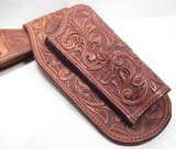 TWO TEXAS MADE GUN RIGS from COLLECTING TEXAS – S.D. MYRES BASKET WEAVE STYLE RIG – TOOLED RIG for COLT S.A.A. REVOLVER - 2 of 13