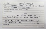 EXTREMELY RARE ORIGINAL DOCUMENTED SAN ANTONIO POLICE DEPT. ISSUED WINCHESTER MODEL 1894 SADDLE RING CARBINE from COLLECTING TEXAS - 22 of 23